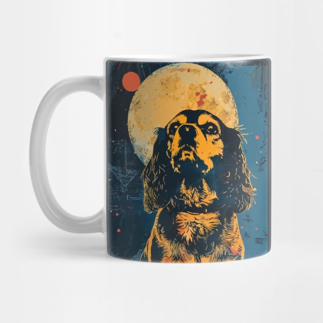 Cavalier King dog grunge portrait by etherElric